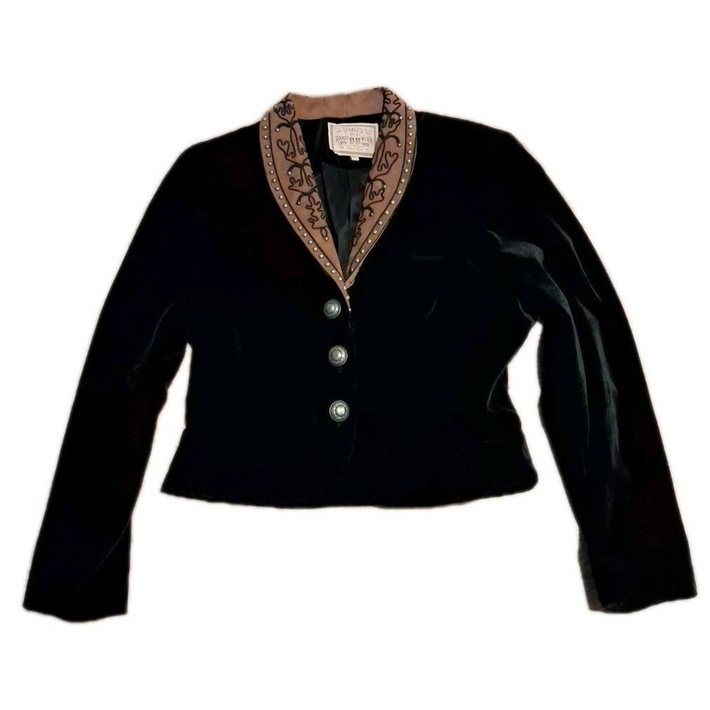 Double D Ranch Black Velvet Studded Blazer Jacket Medium